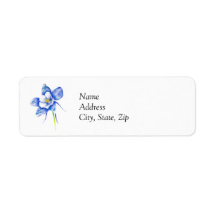 Blue Columbine Return Address Label