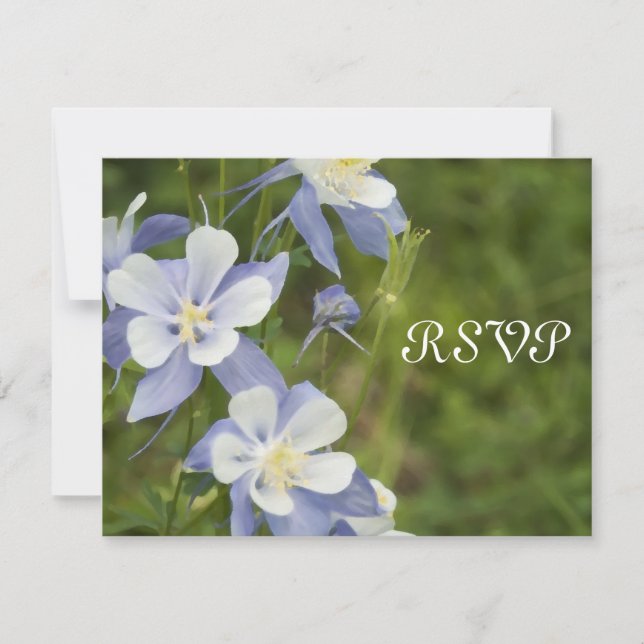 Blue Columbine Wedding RSVP Response Card (Front)