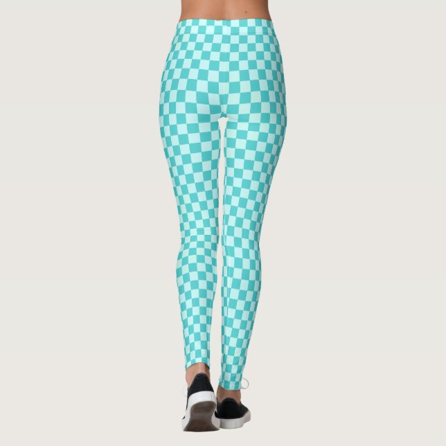 Blue Combination Classic Chequerboard by STaylor Leggings (Back)