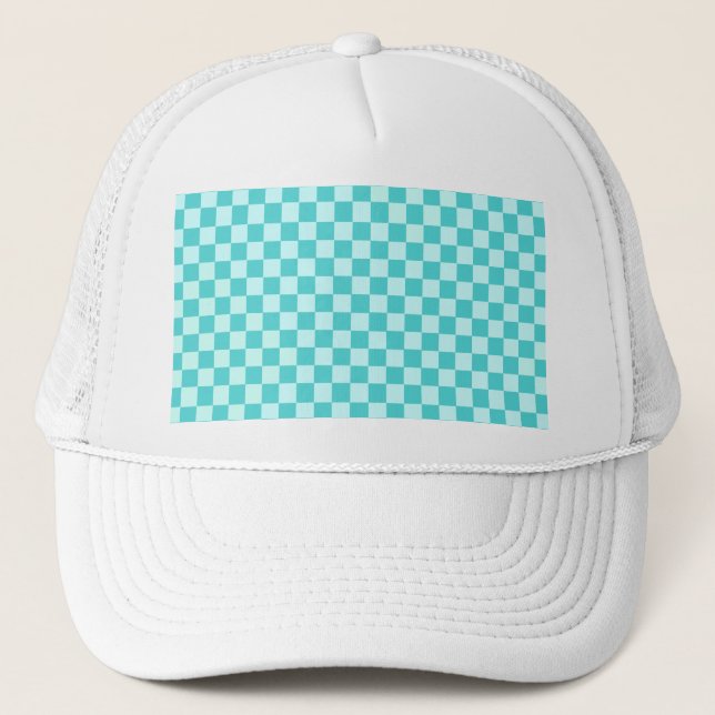 Blue Combination Classic Chequerboard by STaylor Trucker Hat (Front)