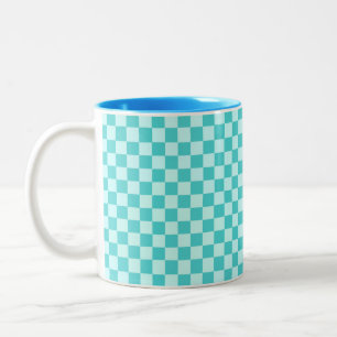 Blue Combination Classic Chequerboard by STaylor Two-Tone Coffee Mug