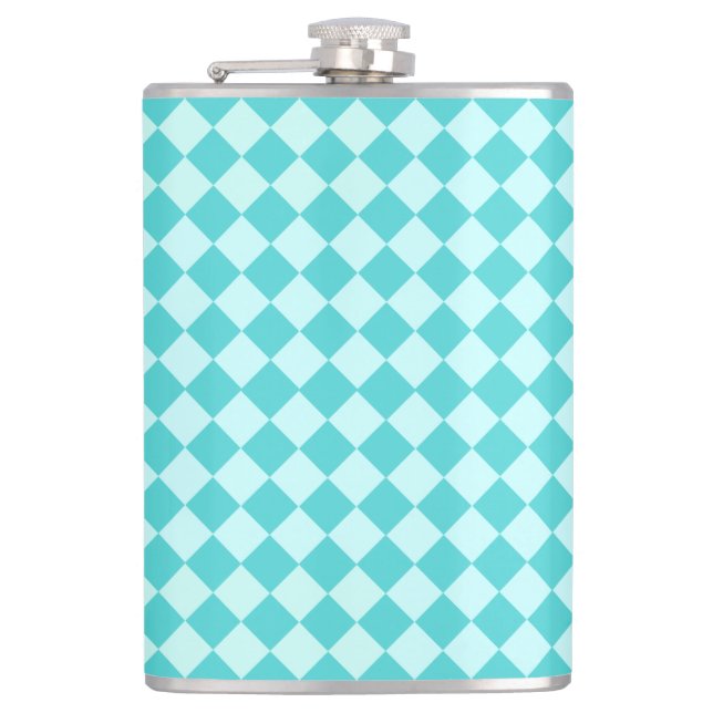 Blue Combination Diamond Pattern by Shirley Taylor Hip Flask (Front)