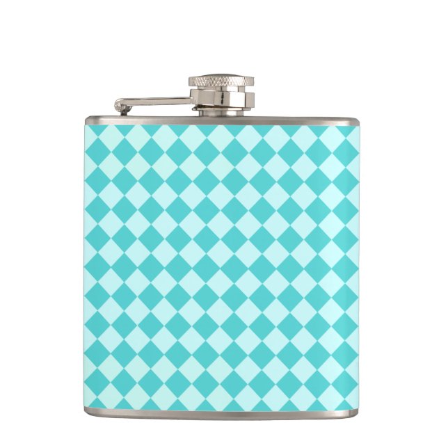 Blue Combination Diamond Pattern by Shirley Taylor Hip Flask (Front)
