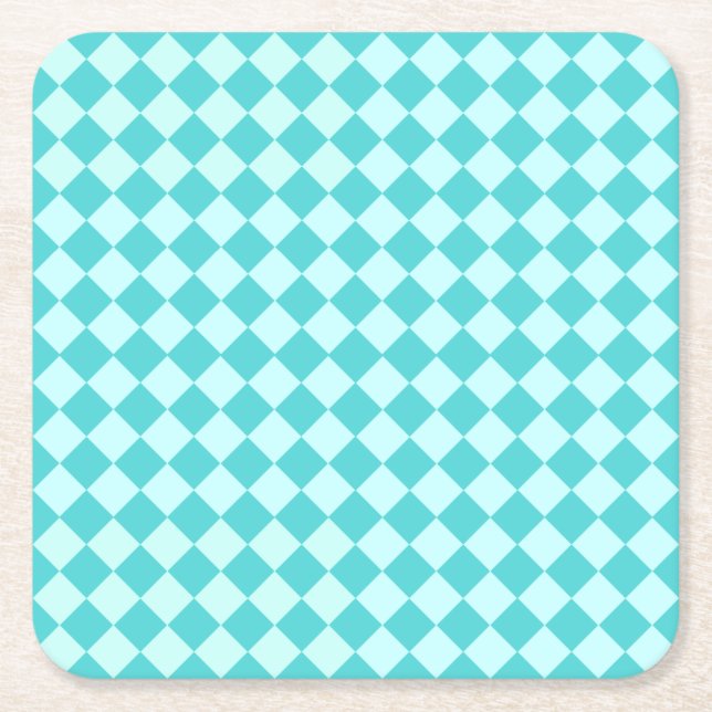 Blue Combination Diamond Pattern by Shirley Taylor Square Paper Coaster (Front)