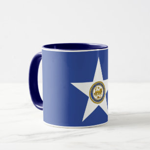 Blue Combo Mug with flag of Houston