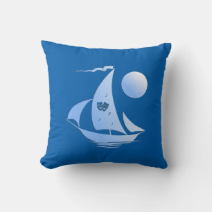 Blue Comedy and Tragedy Theatre Sailboat Cushion