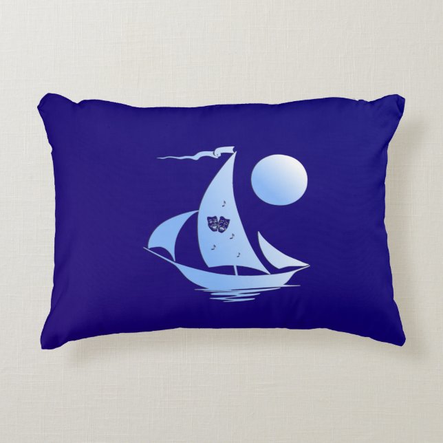 Blue Comedy and Tragedy Theatre Sailboat Decorative Cushion (Front)