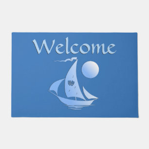 Blue Comedy and Tragedy Theatre Sailboat Doormat