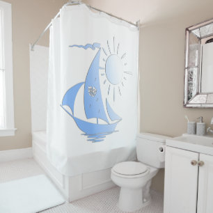 Blue Comedy and Tragedy Theatre Sailboat Shower Curtain