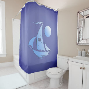 Blue Comedy and Tragedy Theatre Sailboat Shower Curtain