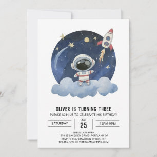 Blue Comet Kids Astronaut Boy Birthday Invitation