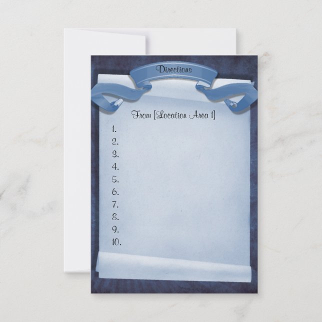 Blue Commitment Ceremony Custom Driving Directions Invitation (Front)