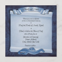 Blue Commitment Ceremony Custom Square Invitations