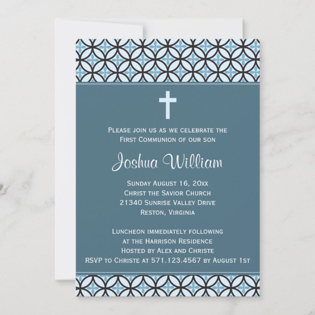 Blue Communion Invitation / Announcement (Front)