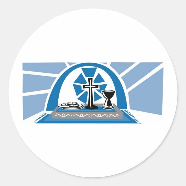 Blue Communion Page Accent Classic Round Sticker (Front)
