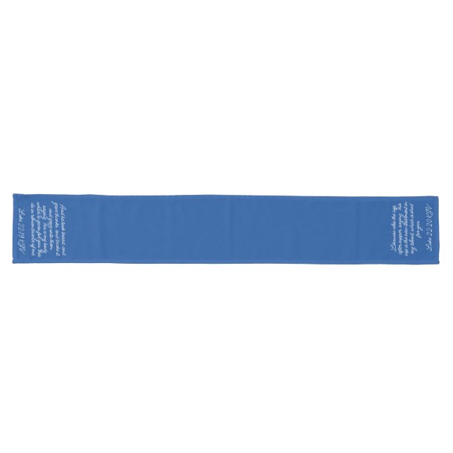 Blue Communion Table Runner Luke 22:19-20 KJV (Horizontal)