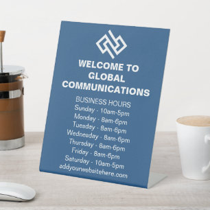 Blue Company Custom Business Hours Store Pedestal Sign