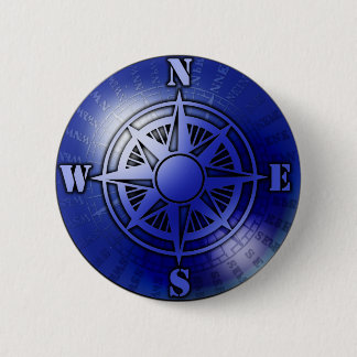 Blue compass rose 6 cm round badge