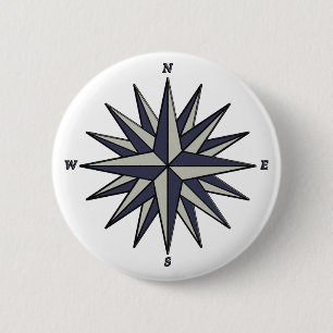 Blue Compass Rose Button