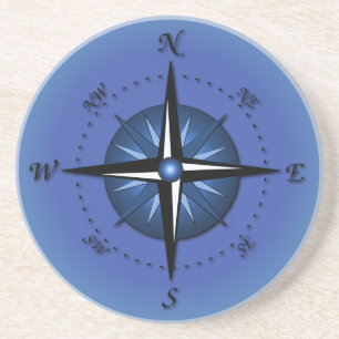 Blue Compass Rose Coaster