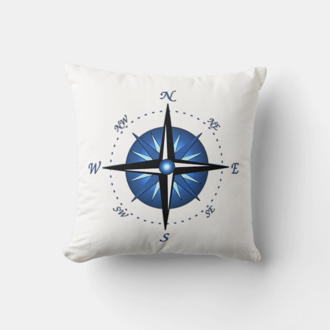 Blue Compass Rose Cushion (Front)