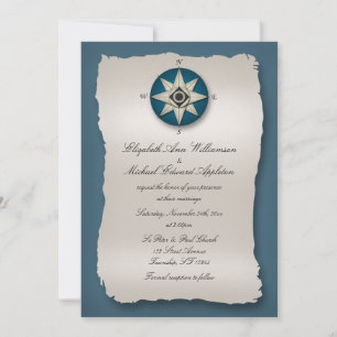 Blue Compass Wedding Invitations