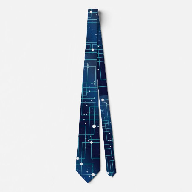 Blue Computer Circuit Board Tie (Front)