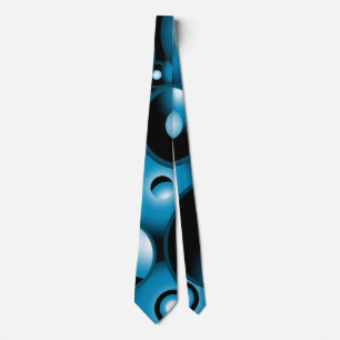 Blue Concentric Circle Orbital Rings Abstract Art Tie