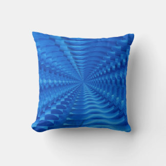Blue Concentric Squares Throw Pillow