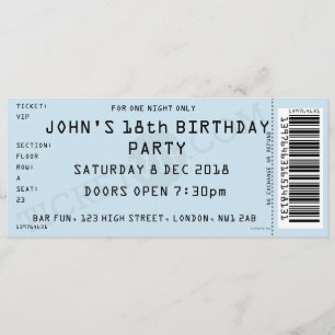 Blue Concert Ticket Party Invitation