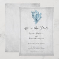 Blue Conch Shell Save the Date Invite
