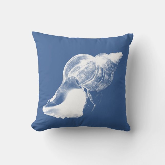 Blue Conch Shell Square Pillow (Front)
