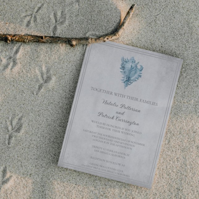 Blue Conch Shell Wedding Invitation (Blue Conch Shell Wedding Invitation)