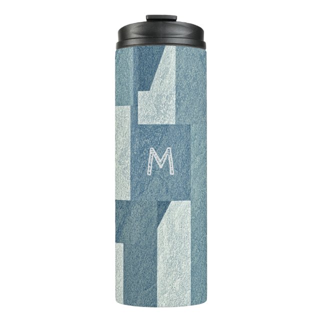 “Blue Concrete” custom monogram tumbler (Front)