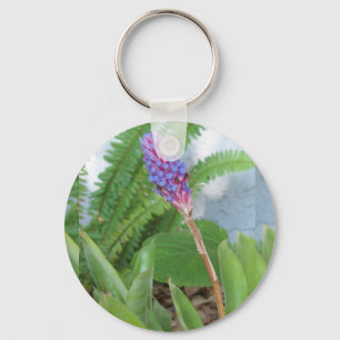 Blue Cone Bromeliad flower Key Ring