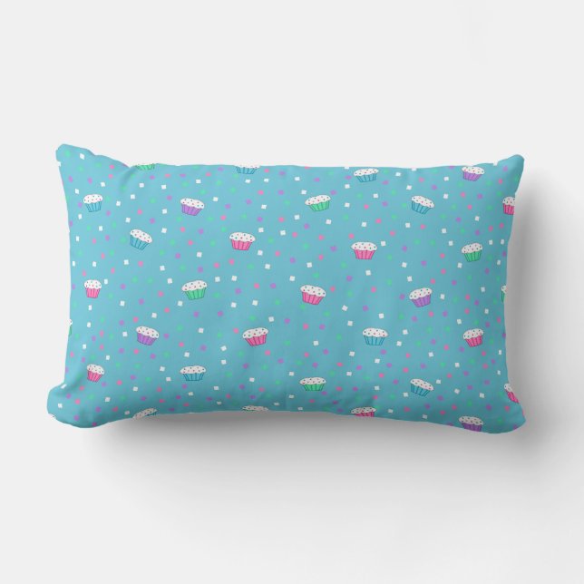 Blue Confetti and Cupcakes Pillow (Front)
