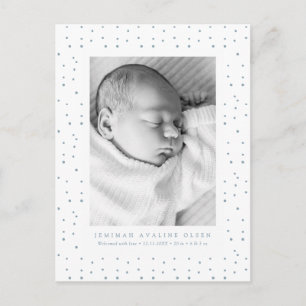 Blue Confetti Baby Birth Announcement Postcard