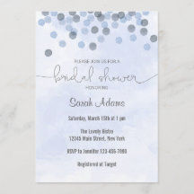 Blue Confetti Bridal Shower Invitation