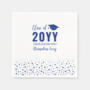 Blue Confetti Class of Year Graduation Party Napkin