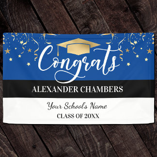 Blue Confetti Graduation Banner