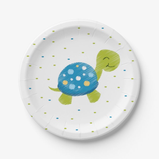 Blue Confetti Turtle Plate (Front)