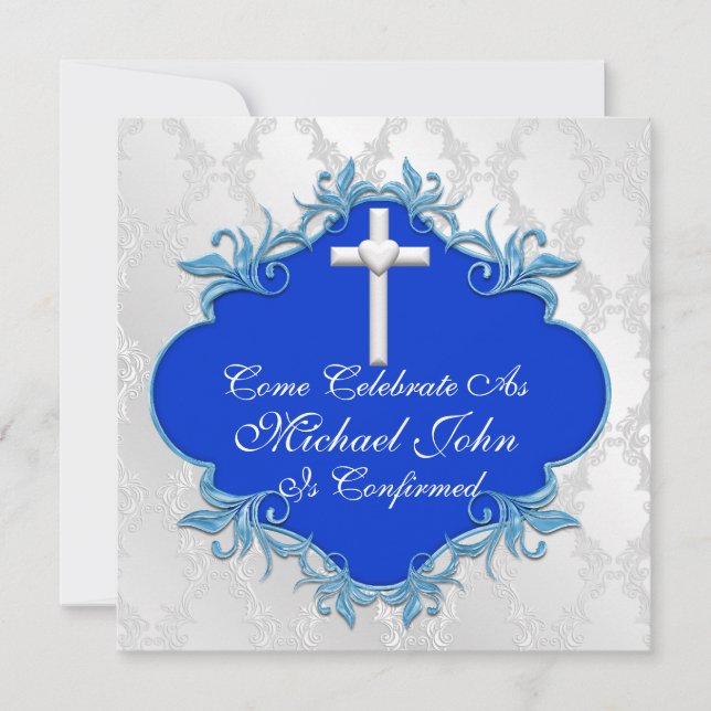 BLUE CONFIRMATION Invitations Elegant Design (Front)
