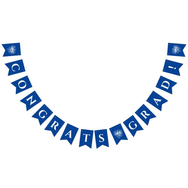 Blue | Congrats Grad Bunting Flags w/ Fireworks (All)