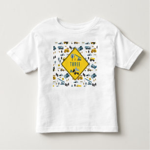 Blue Construction Trucks & Site Theme Pattern Age Toddler T-Shirt