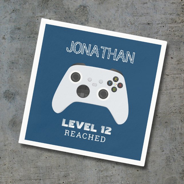 BLUE CONTROLLER GAMER LEVEL UP FAVOR BAG NAPKIN (Creator Uploaded)