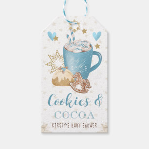 Blue Cookies and Cocoa Baby Shower Gift Tags