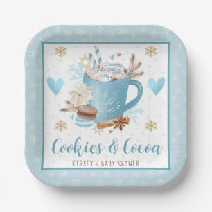 Blue Cookies and Cocoa Baby Shower Paper Plate