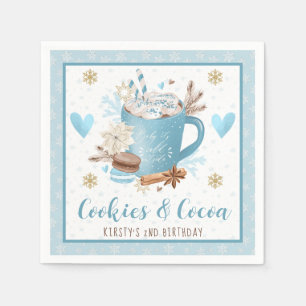 Blue Cookies & Cocoa 2nd Birthday Party Napkin