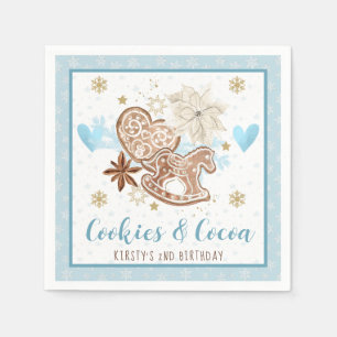 Blue Cookies & Cocoa 2nd Birthday Party Napkins
