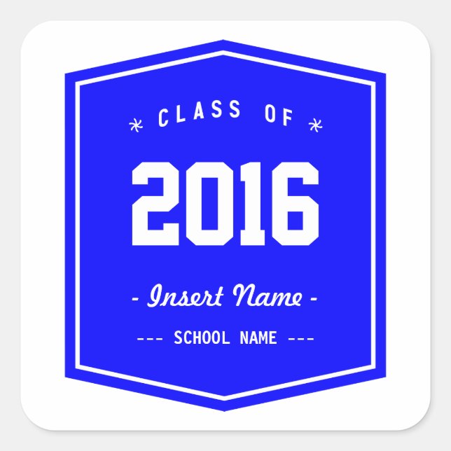 Blue Cool Class Square Sticker (Front)